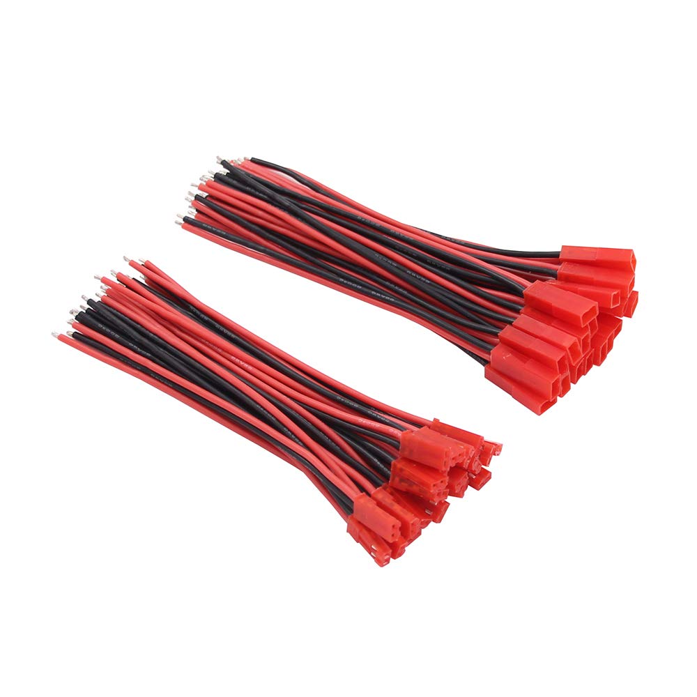 20 pares de conectores JST macho hembra de 22 AWG, 2 pines, cable de silicona de 10 cm para tira de lámpara LED, juguetes RC, batería BEC (paquete de 20)