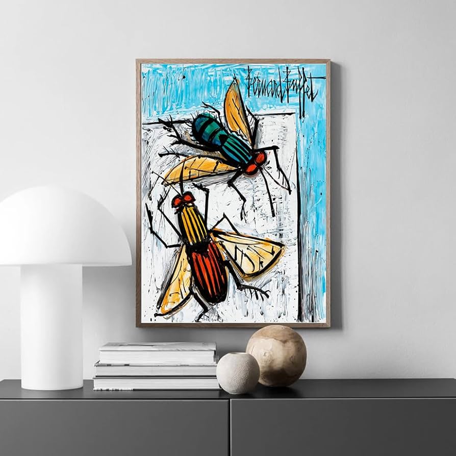 ベルナール・ビュッフェ、「Les deux poulets」、希少画集の額装画 ベルナール・ビュッフェ,希少な額装用画集より、新品額装