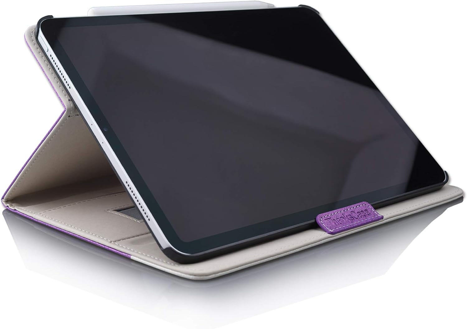 Bеѕt Dеаl Prоduсt Thankscase Compatible for iPad Pro 12.9 2020/2018, Rotating Smart Case for iPad Pro 12.9 3rd / 4th Gen with Elastic Pencil Holding Ring, Wallet Pocket, Hand Strap (Victorian Purple)