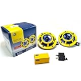 H31000001 Sharptone 12V High Tone / Low Tone Twin Horn Kit with Yellow Protective Grill, Includes Relay, 2 Horns
