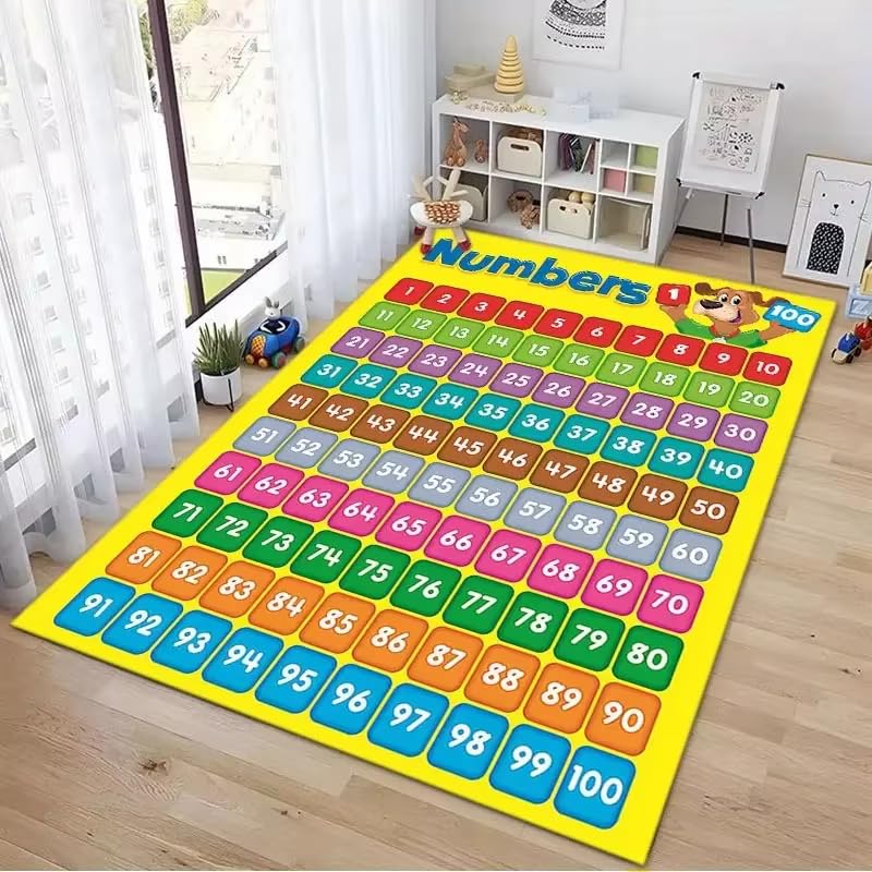 Tapis de jeu puzzle chiffres 1-100 idéal pour le coin lecture de la chambre d'enfant