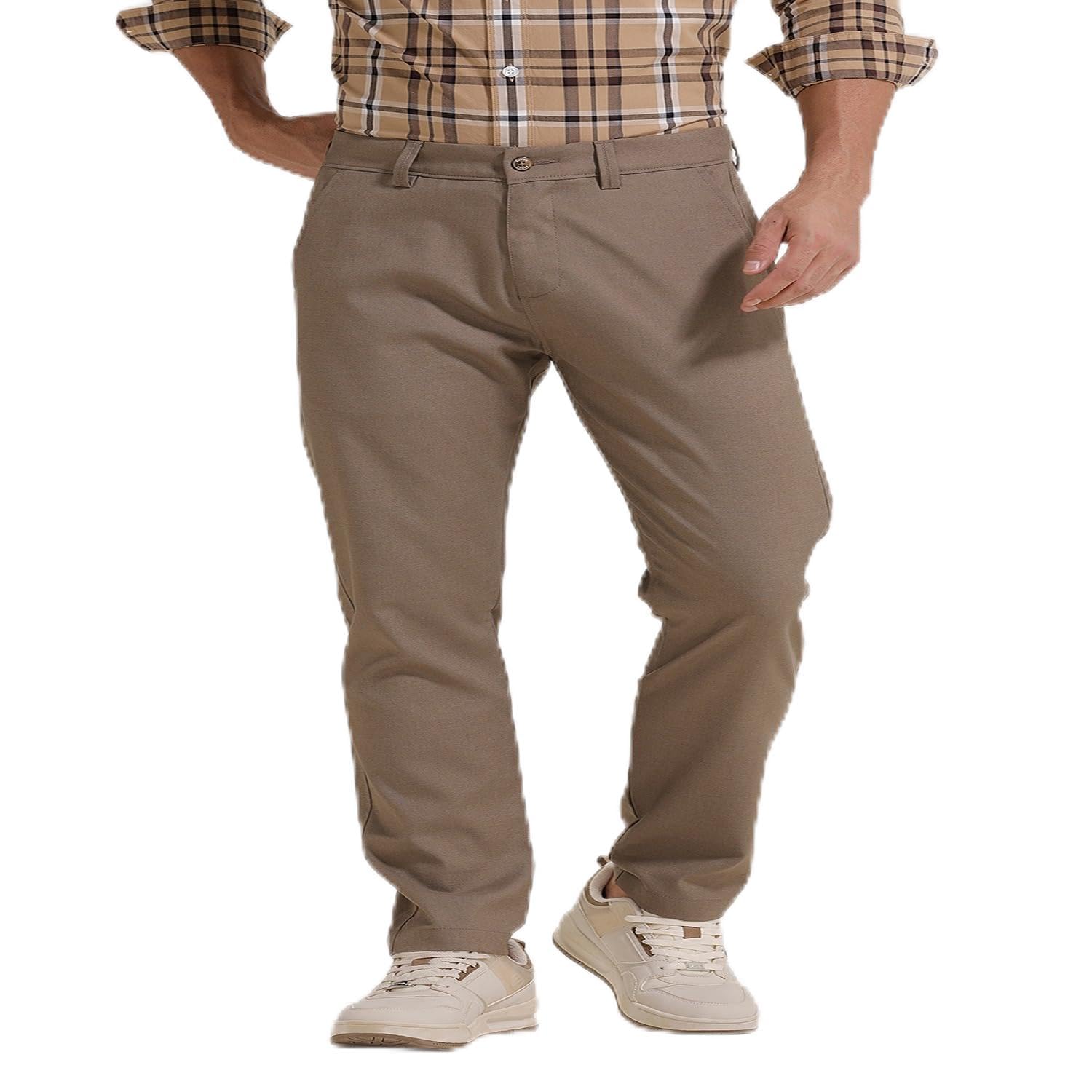 basics Polyester Stretch Men's Trousers | Smart Casual Office Pants-picture-17