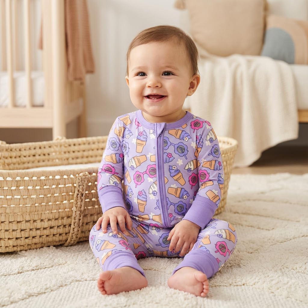 ITSY BITSY BOUTIQUE Viscose Bamboo Baby Pajamas - Boys and Girls Footie Sleeper Convertible 2-Way Zipper Sleeper