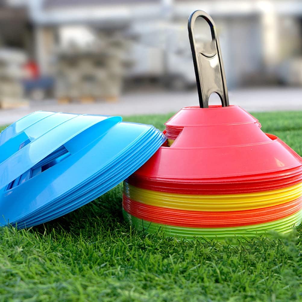 Agility Cones, 21 * 10 * 10 50pcs Disc Cones Soccer Cones with Carry Bag and Holder for Training Football Sports Field Cone Markings