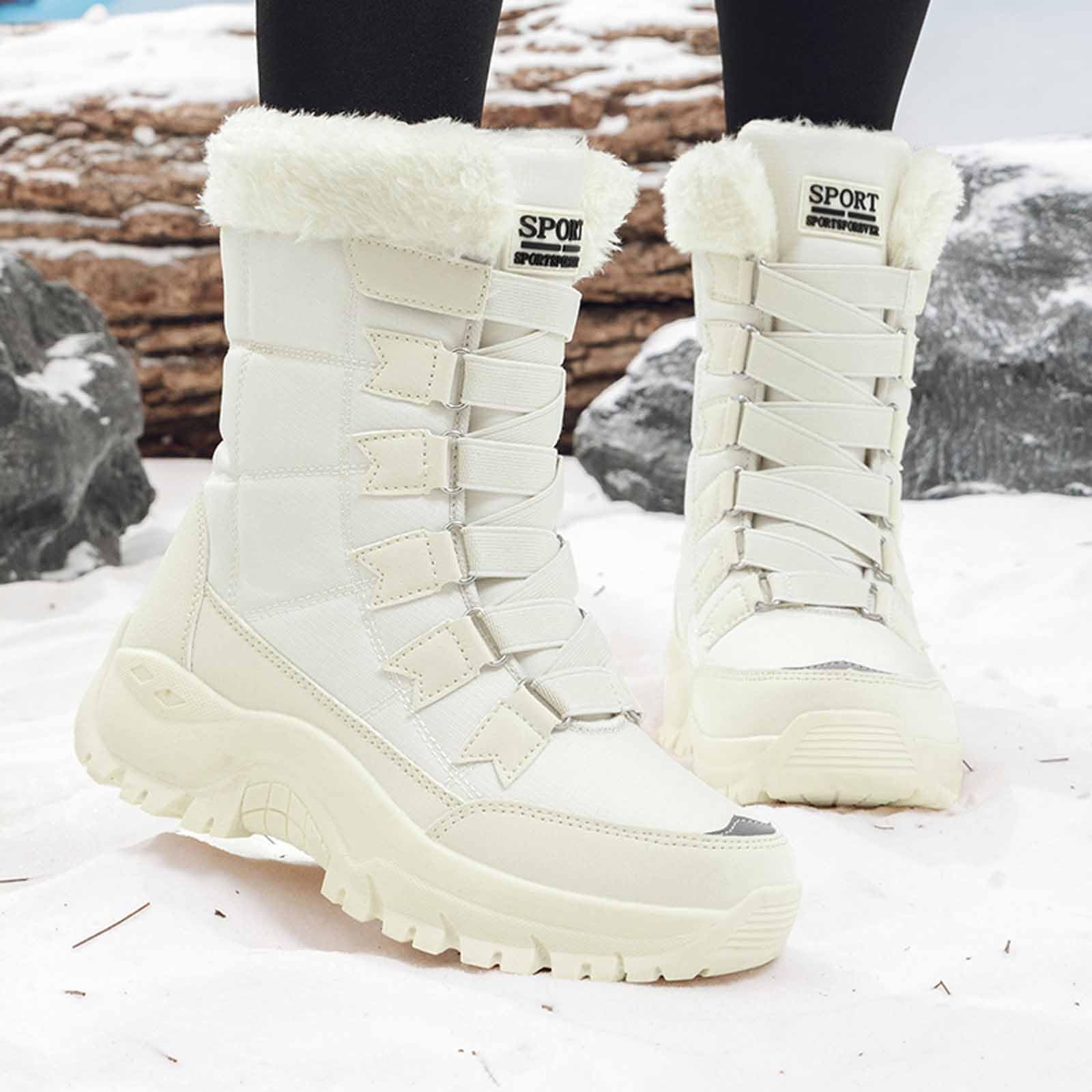 Stivali Grigi Donna Stivaletti Invernali Scarpe Calde Isolati, Termici, Antiscivolo, Comodi, Caldi e Foderati, da Trekking Per Condizioni Nevose.
