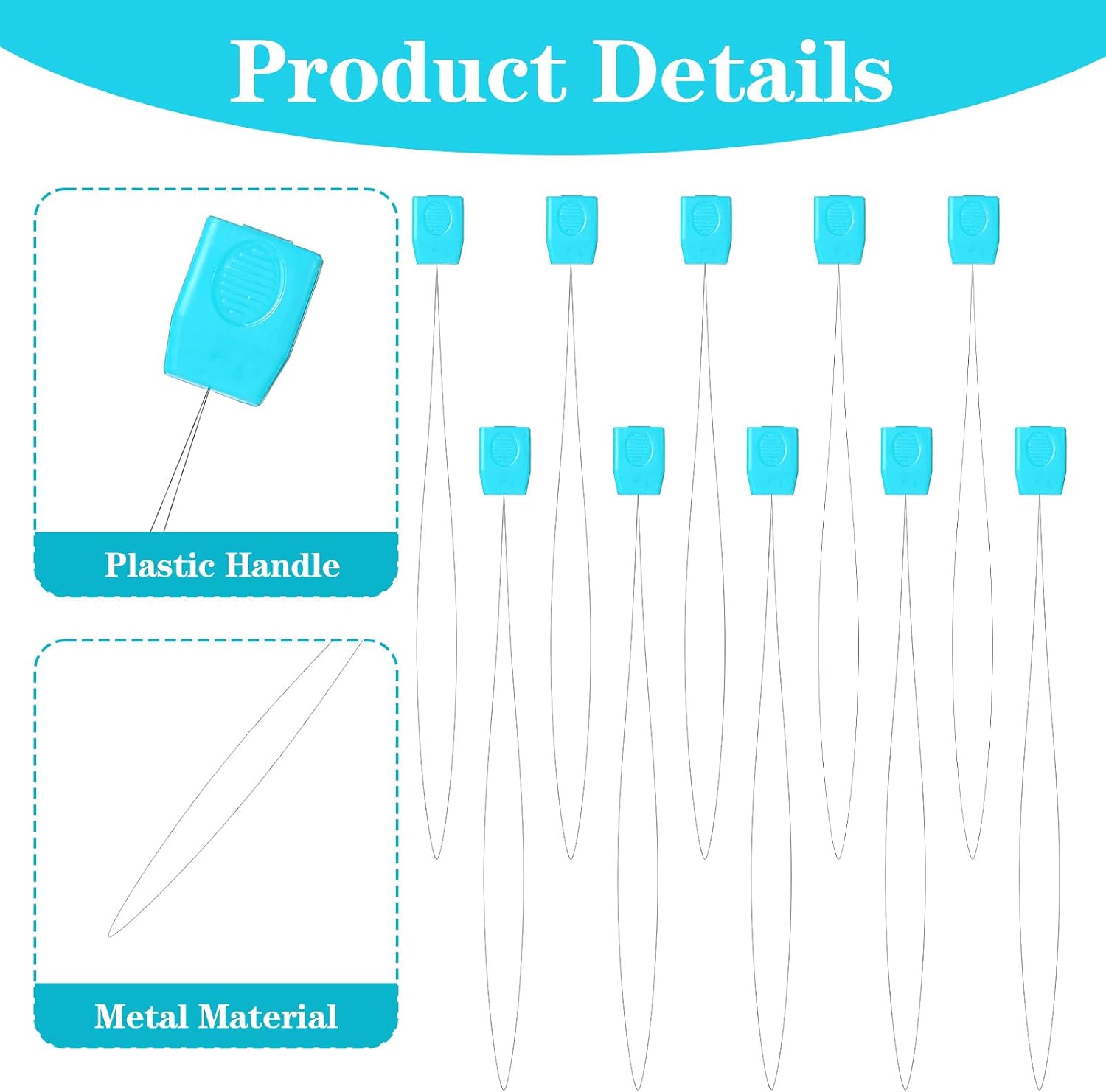 10 PCS Long Needle Threader, 7.87 Inch Long Punch Needle Threader Stitching Sewing Accessories for Embroidery Hair Extensions Cross Stitchs DIY Sewing Craft Works