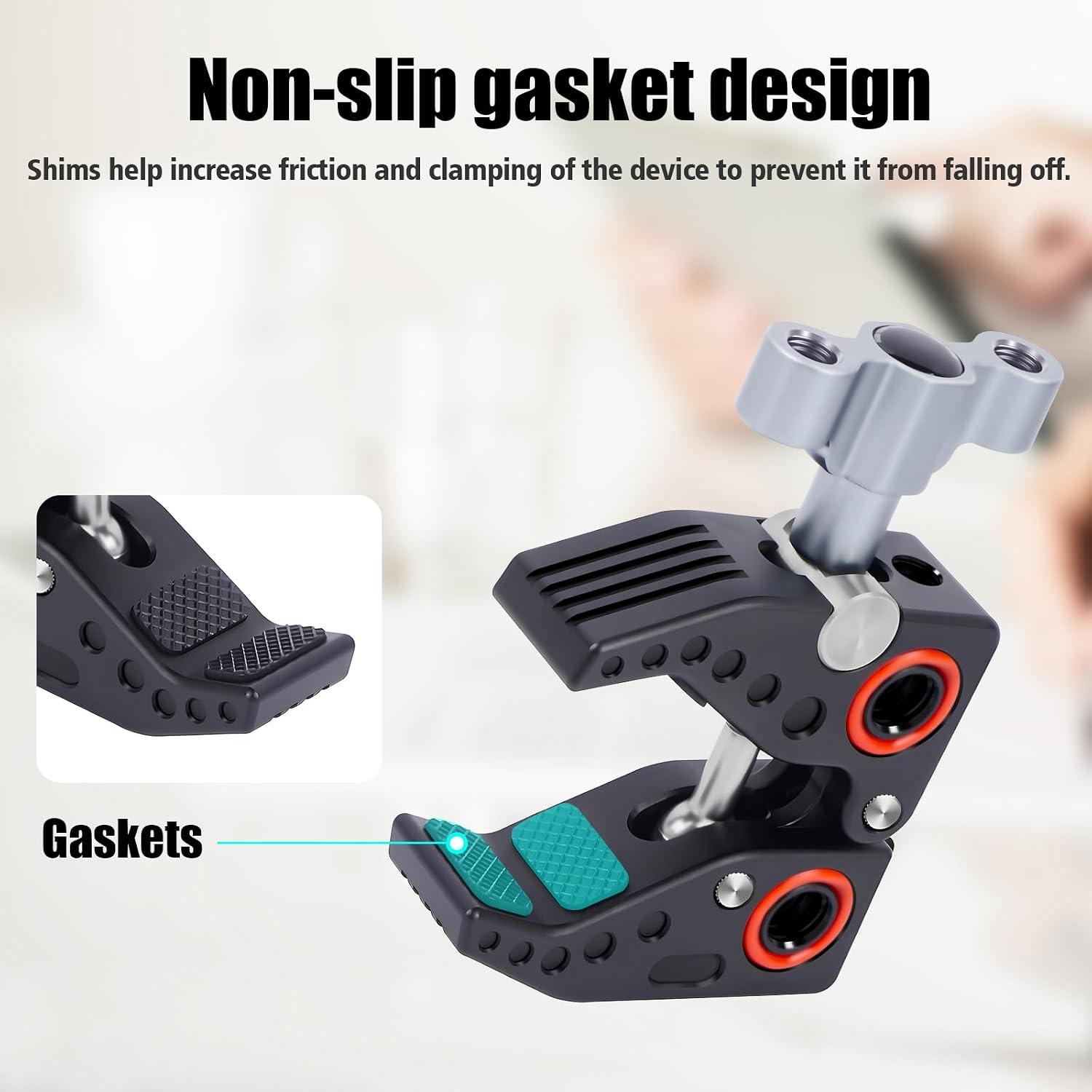 Universal Power Clamp with 1/4"-3/8" Threads & Cold Shoe - Multi-Angle Camera/Desktop Clamp for DSLR, LCD Monitor, Bike Mount (12-45mm Clamping Range) 62023 image 3