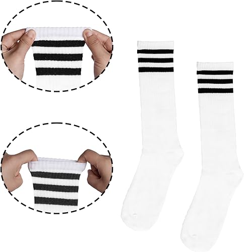 Miniatura 3 de Sucrain Juego de 5 bandas para el sudor y calcetines a rayas, bandas deportivas para el sudor, bandas para sudar, bandas para sudar, rojo, blanco