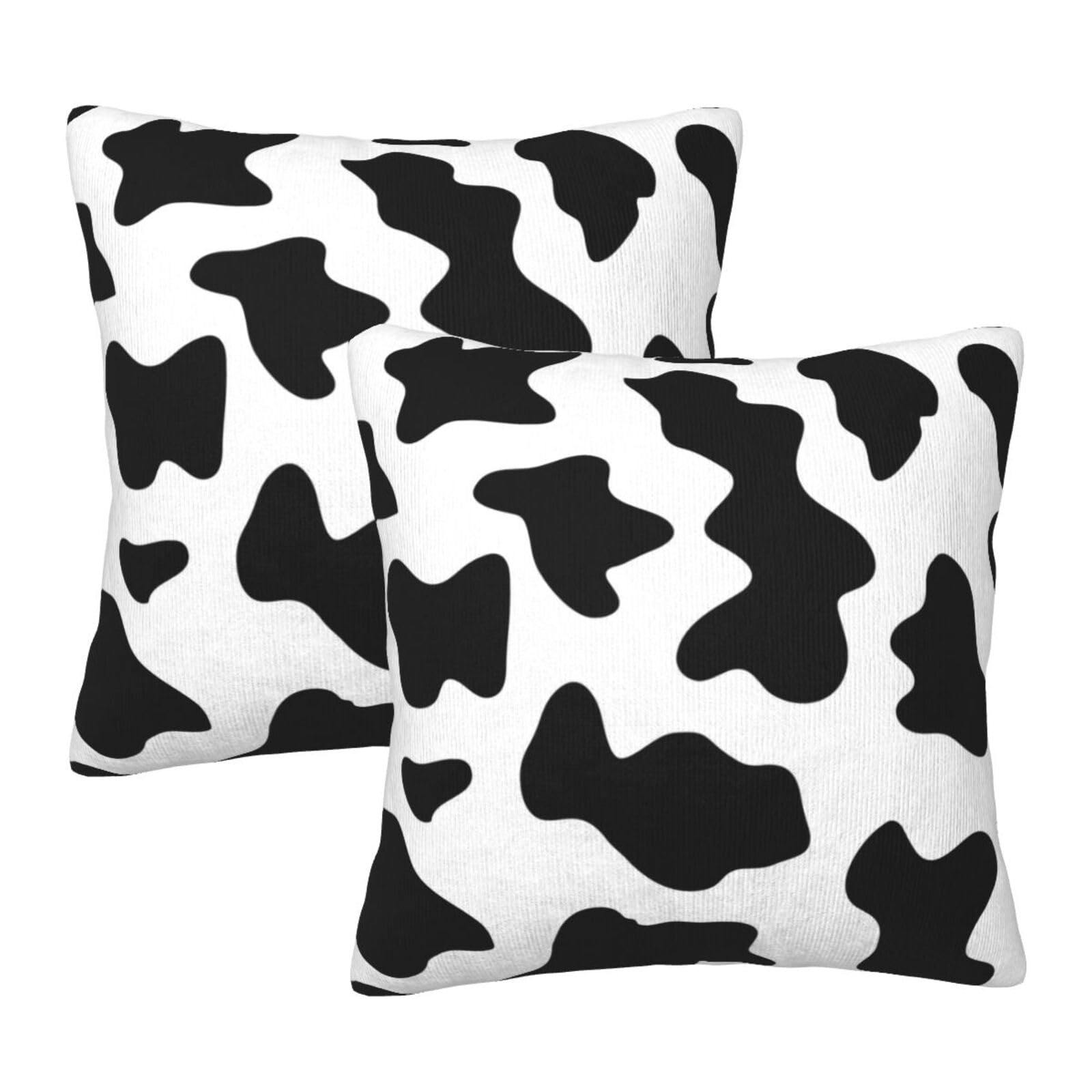 Taies d'oreiller carrées imprimées à pois de vache anti-glisse lot de 2 housses lavables faciles