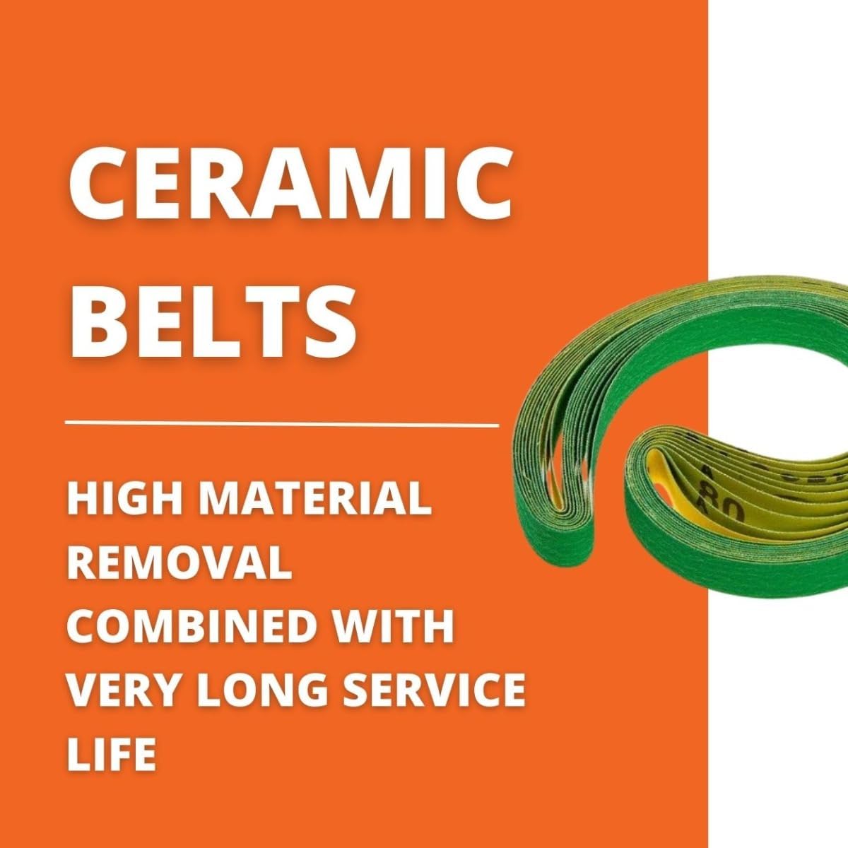 Fein Ceramic Grinding Belts for Material Removal - Precision Weld Finishing for RS 17-70 E-Kit Pipe Polisher, Heavy-Duty, 80 Grit, 13/16 x 32-1/16", 10-Pack - 63714130010