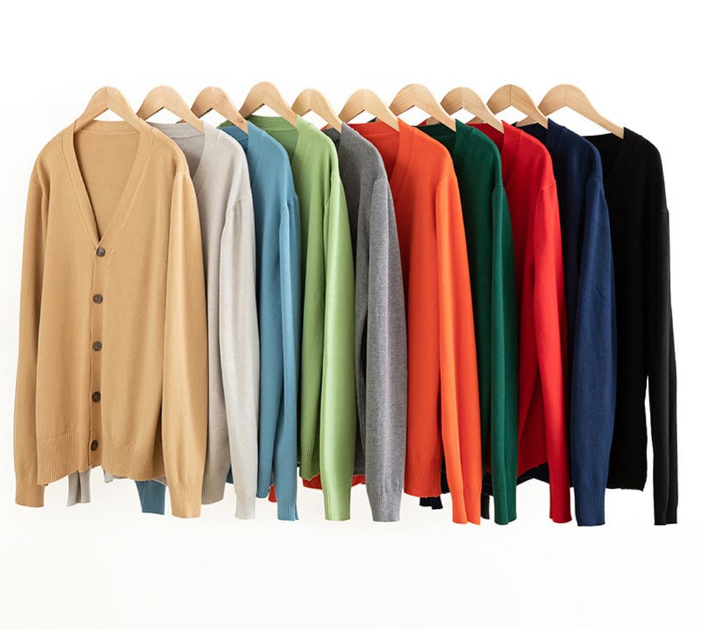 ORANDESIGNE Gilet Fin Homme Pull Cardigan Léger Cardigans en Tricot Col en V Classique Gilet Boutonné Automne Hiver