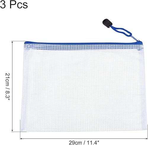 Miniatura 9 de MECCANIXITY Bolsas de malla con cremallera, tamaño A4, bolsillos para documentos, carpetas para suministros de oficina y hogar, color blanco,