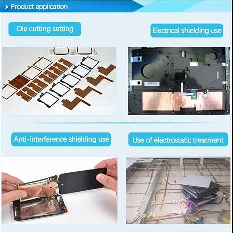 Copper Foil Tape (1/2-inch x 33 FT) with Double-Sided Conductive Adhesive for Guitar & EMI Shielding,Stained Glass Making,Electrical Repairs,Paper Circuits,Soldering,Grounding,DIY Copper Tape