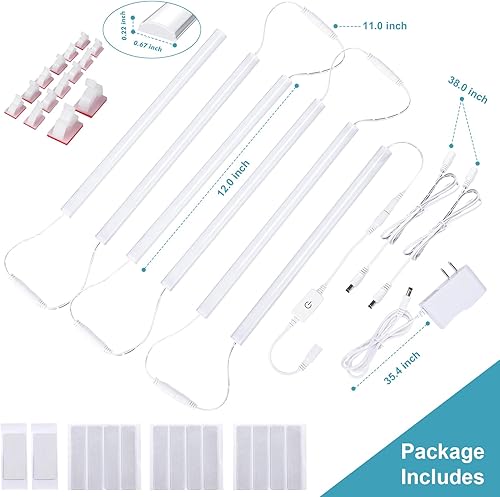 Miniatura 6 de 6 luces LED de 12 pulgadas para debajo del gabinete, 4500 K, regulables para debajo del mostrador, iluminación LED debajo del gabinete, luces