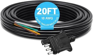 MECMO 4 Way Trailer End Connector Wire 20 Feet