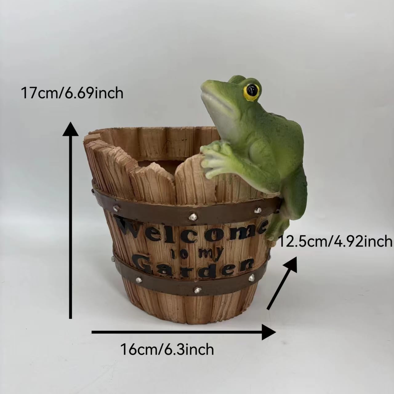 Niedlicher Frosch-Pflanztopf Aus Harz – Sukkulenten Topf Mit Willkommensschild & Drainageloch