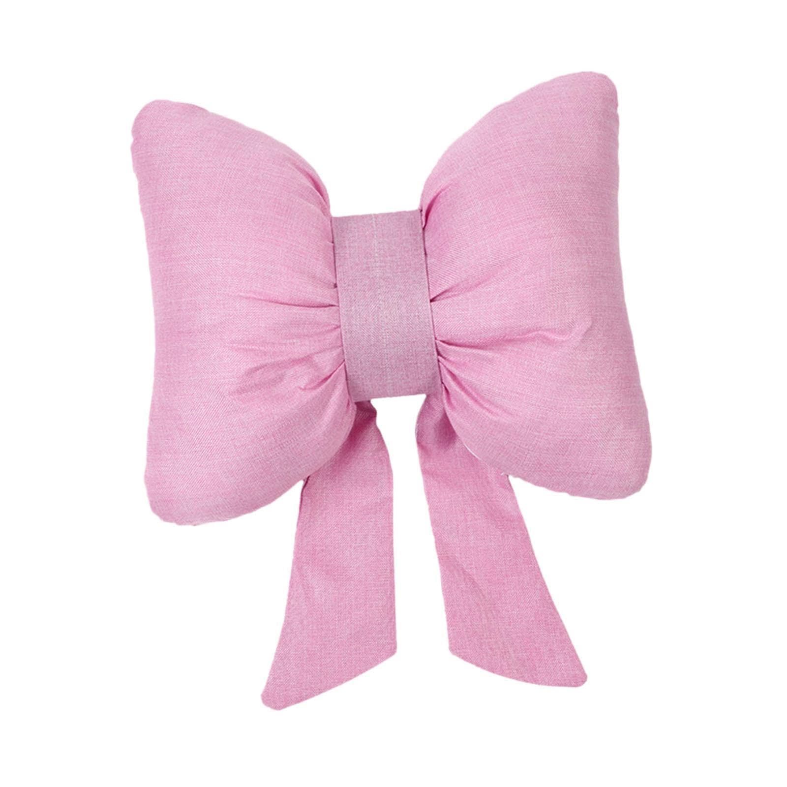 Milageto Cute Bow Cushion Soft Bow Pillow Throw Pillow Ornament Home Furnishing Crafts Back Cushion Decorative Pillows Bows Decor Pillow for Farmhouse Sofa Car Living Room Bedroom (pink Stylea)
