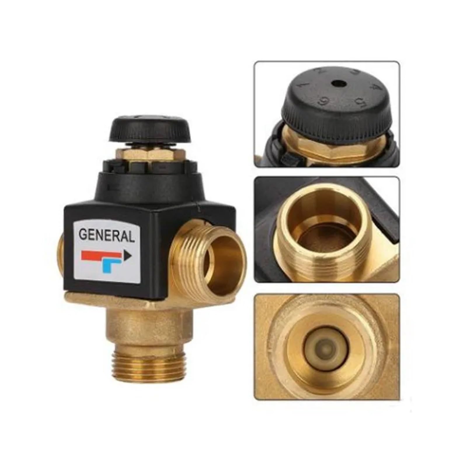 Válvula mezcladora termostática de 3 vías | Termostático de latón con rosca hembra/macho DN20/25 for calentador de agua solar(DN25 Female Thread)