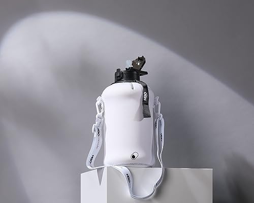 Miniatura 7 de H2O Capsule - Botella de agua de medio galón, con funda de almacenamiento y pajilla cubierta, contenedor grande con asa para bebidas, reutilizable,