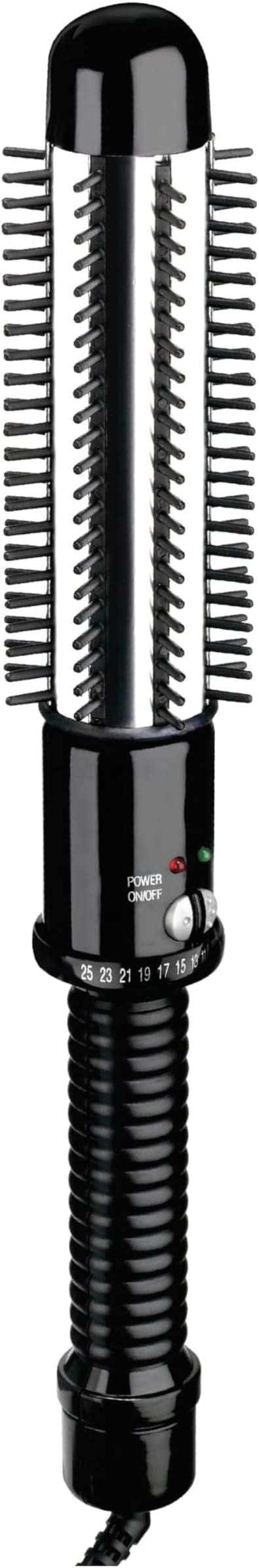 Conair Instant Heat Curling Iron Brush, 1 1/4-Inch Barrel Curling Brush for Short Hair, 30-Second Heat-Up with 25 Heat Settings for All Hair Types, Black