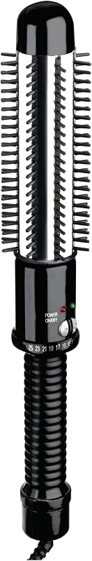 Cepillo rizador de calor instantáneo con barril de 1-1/4 pulgadas, 25 configuraciones de calor, calentamiento de 30 segundos y doble voltaje, herramienta de peinado lista para viajar para cabello medio y corto, negro, BC86N