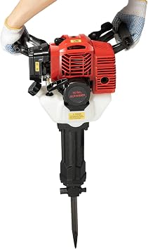 Demolition Jack Hammer, 1900W 2-Stroke Hand Pull Start Jack Hammer with Alloy Clamping Head, 6500RPM Single Cylinder Demolition Jack Hammer with 0.34gal Fuel Tank, Jackhammer for Slotting Drilling