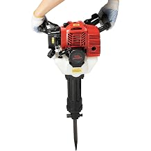 52CC 2-Stroke Demolition Jack Hammer, 6500RPM 55J Gas Powered Concrete Breaker Punch Drill Jack hammer Impact Energy, Heavy Duty Stone Punch Drill with 2 Pickaxec for Concrete or Sonstruction Sites