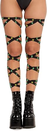 Rave Leg Wrap for Women - Music Festival Cosplay Costume Outfits Non-Slip Elastic Strap Halloween Party Accessories