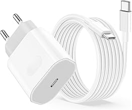 USB C Charger Charging Cable for iPhone 17 16e 16 15 Pro Max Plus/17 Air, iPad Pro/Air Mini 2024/10.11th Generation, 20W USBC Adapter Power Supply Plug with 2M Cable Fast Charging Cable Quick Charger