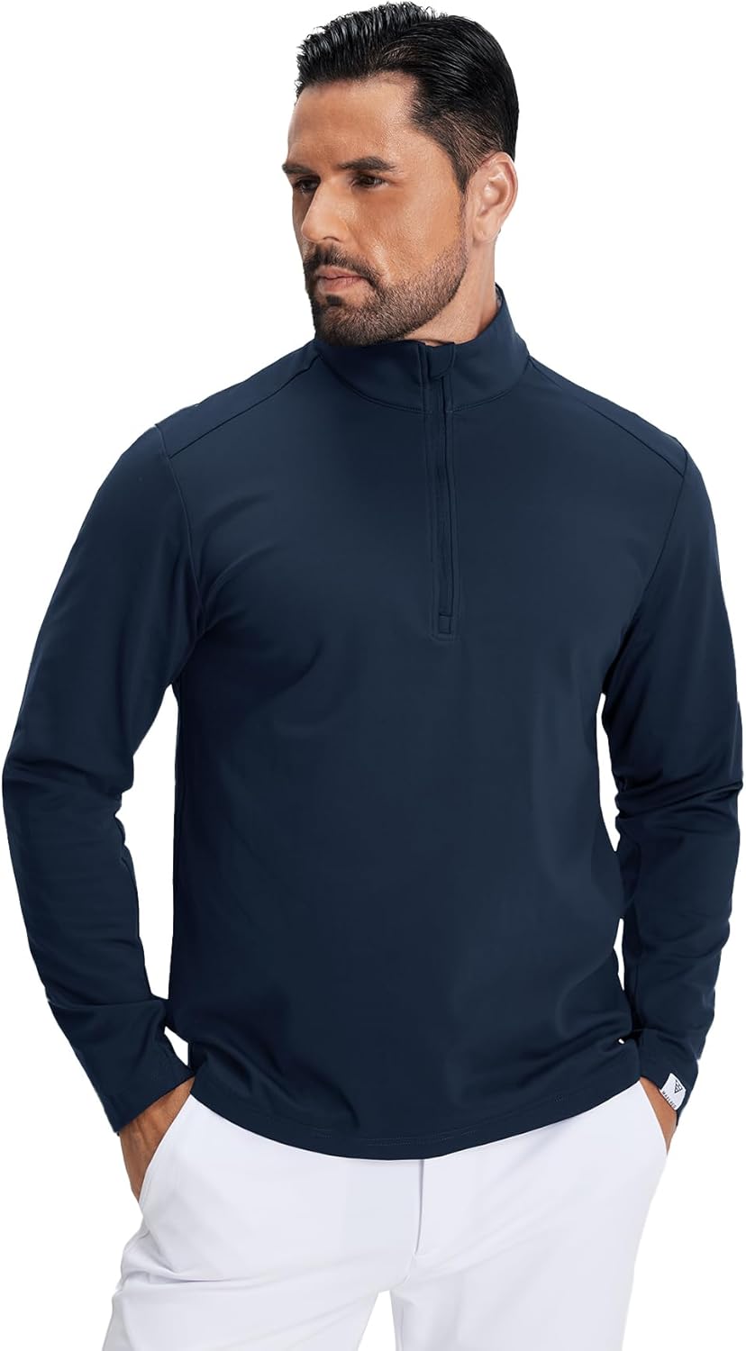M MAELREG Quarter Zip Pullover Men Moisture Wicking Fleece lined Dry Fit Mock Neck Golf 1/4 Zip Pullover Mens Sweatshirt - Image 2