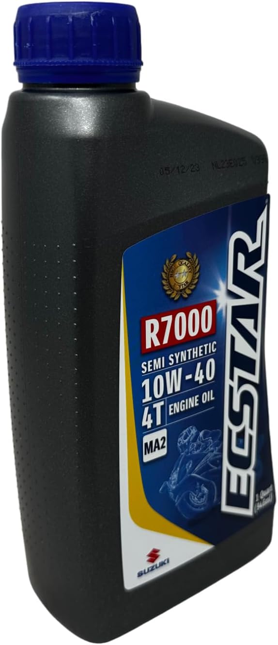Three Pack compatible with Suzuki Ecstar R7000 10W-40 Semi Synthetic Blend 4-Stroke Motor Oil 990A0-01E30-01Q Contains Three Quarts and a Funnel