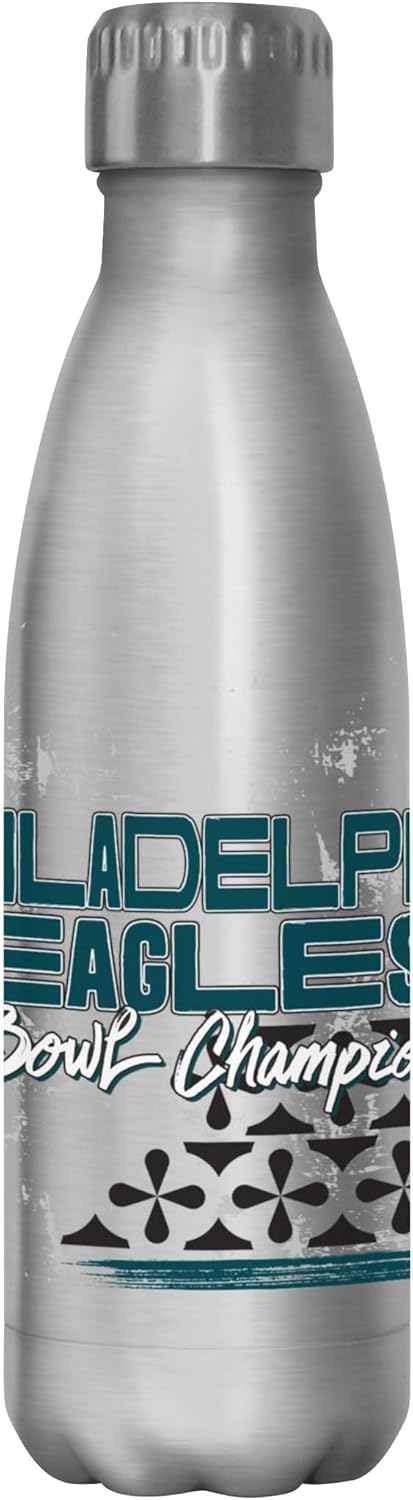 FOCO Philadelphia Eagles NFL Super Bowl LIX Champions 17 oz Stainless Steel Bottle - Stencil Silver Diamond