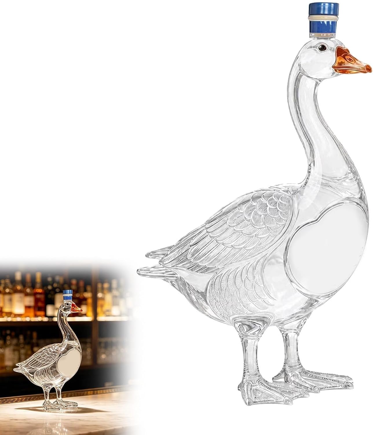 Grey Goose Whiskey Glass Bottle 3D Engraving 30th Anniversary Vodka Bottle Frosted 350ml Liquor Decanter Borosilicate Glass Whisky Wine Spirits Carafe Home Bar Ornament (Transparent)