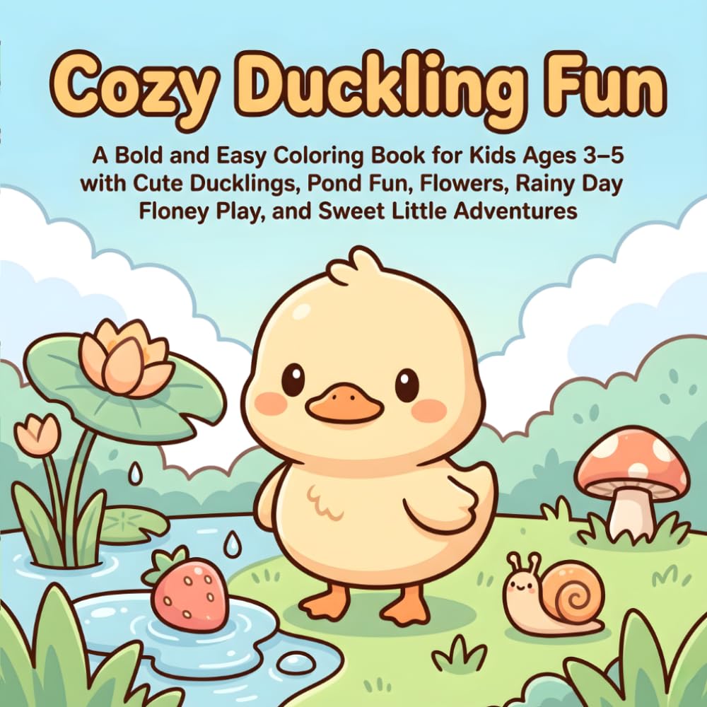 Cozy Duckling Fun: A Bold and Easy Coloring Book for Kids Ages 3–5 with Cute Ducklings, Pond Fun, Flowers, Rainy Day Play, and Sweet Little Adventures