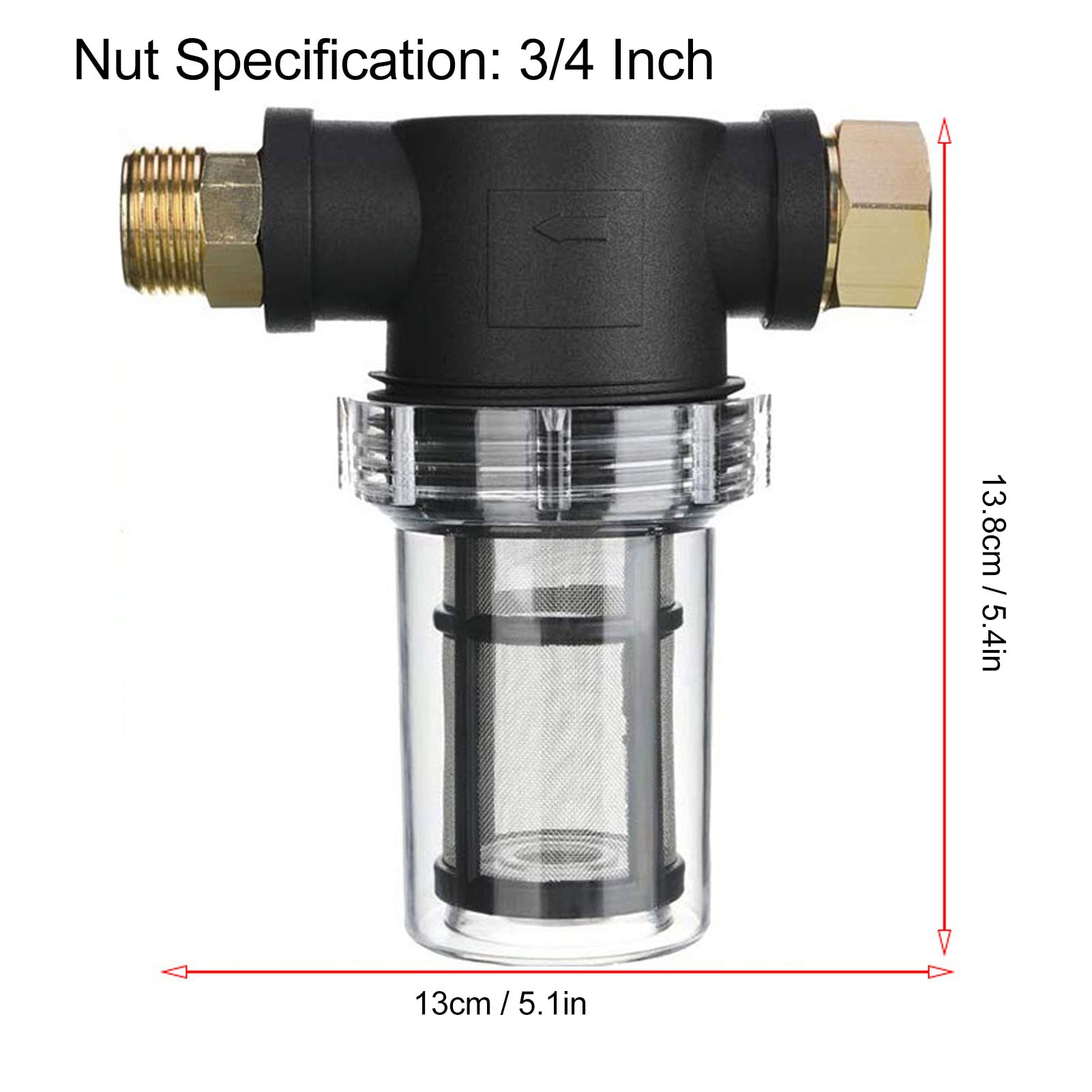 Préfiltre à Sédiments pour Nettoyeur Haute Pression, 3/4 Pouce Filtre à Eau pour Tuyau de Jardin, Protecteur de Pompe avec Métallique Lavable, Accessoire pour Laveuse Haute Pression
