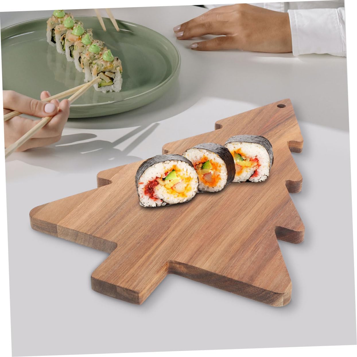Drewniane deski do krojenia choinki, wielofunkcyjne, z uchwytem, gładka powierzchnia, do jedzenia, sushi, chleba, dekoracja świąteczna, akcesoria kuchenne, 2 szt