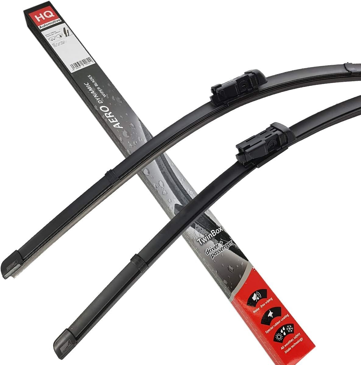 HQ AUTOMOTIVE Set of Front Frameless Flat Aero Wiper Blades - ADB02-624 Twin Box