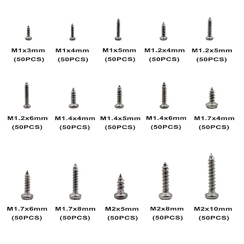Miniatura 2 de Metric M1 M1.2 M1.4 M1.7 M2 - Tornillos autorroscantes de cabeza plana Phillips de acero inoxidable
