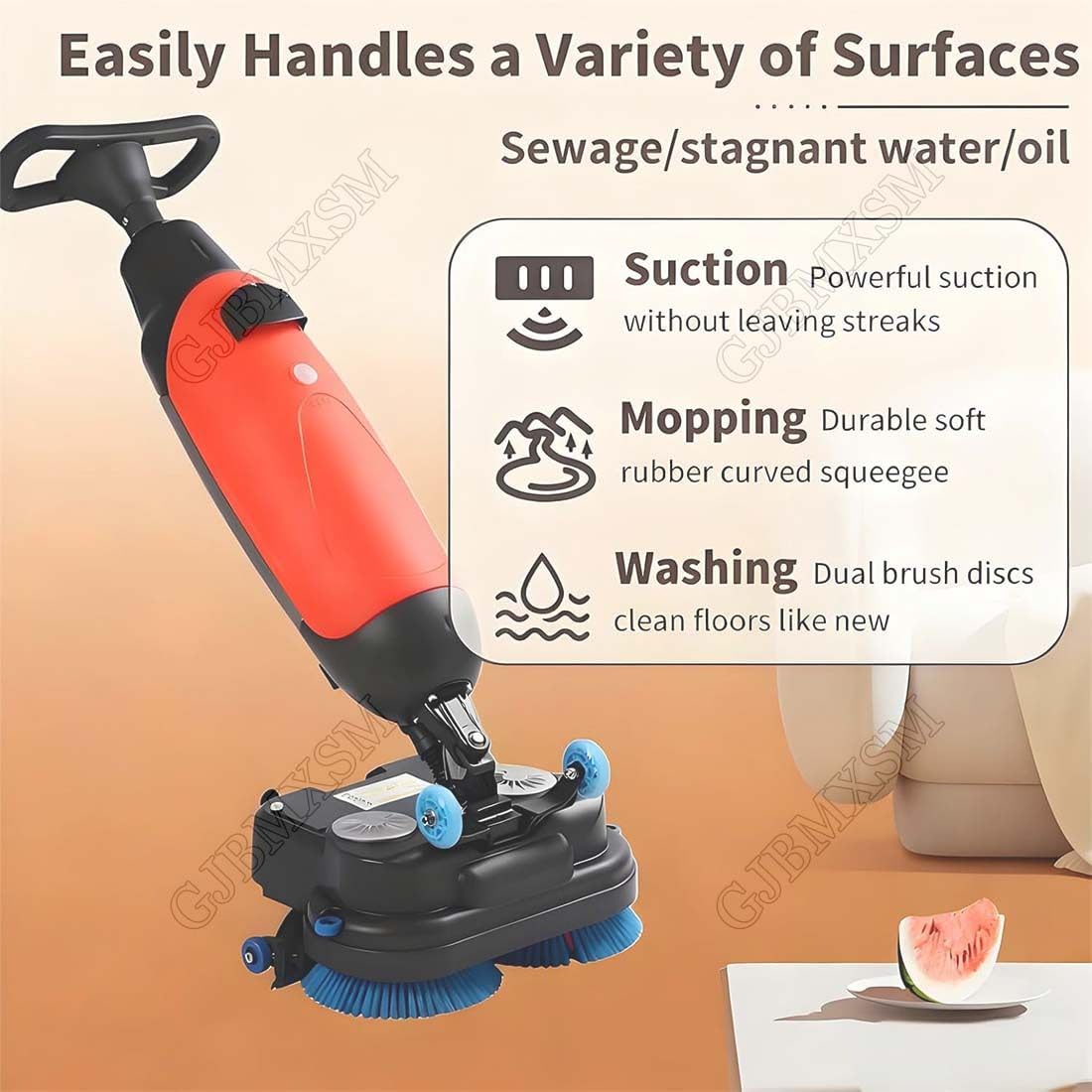 Máquina de limpieza de suelos comercial, limpiador de suelos resistente y pulidor para limpieza profunda de suelos duros y alfombras con facilidad, incluye cepillos y almohadillas de limpieza