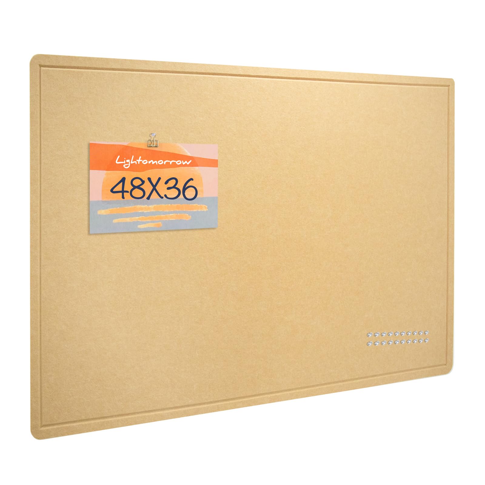 Large Bulletin Board - 48 x 36 Inches, Decorative Felt Pin Board for Wall - 4' x 3' Foldable Photo Display Board with Self-Adhesive Tape, Includes 20 Push Pins - Ginger Yellow