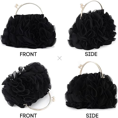 Miniatura 2 de Yokawe Bolsos de mano florales para mujer, bolsa de noche con flores de satén, bolsas de fiesta de graduación