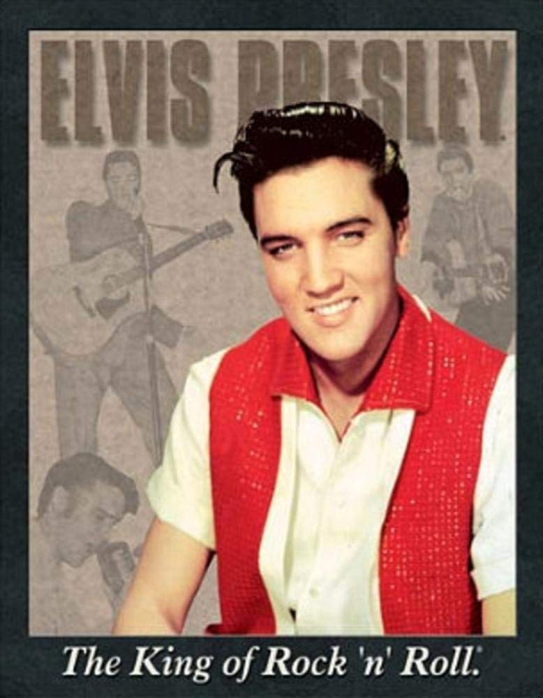 Presley The King Of Rock And Roll Portrait Tin Sign Vintage Metal Sign 8X12 Inches