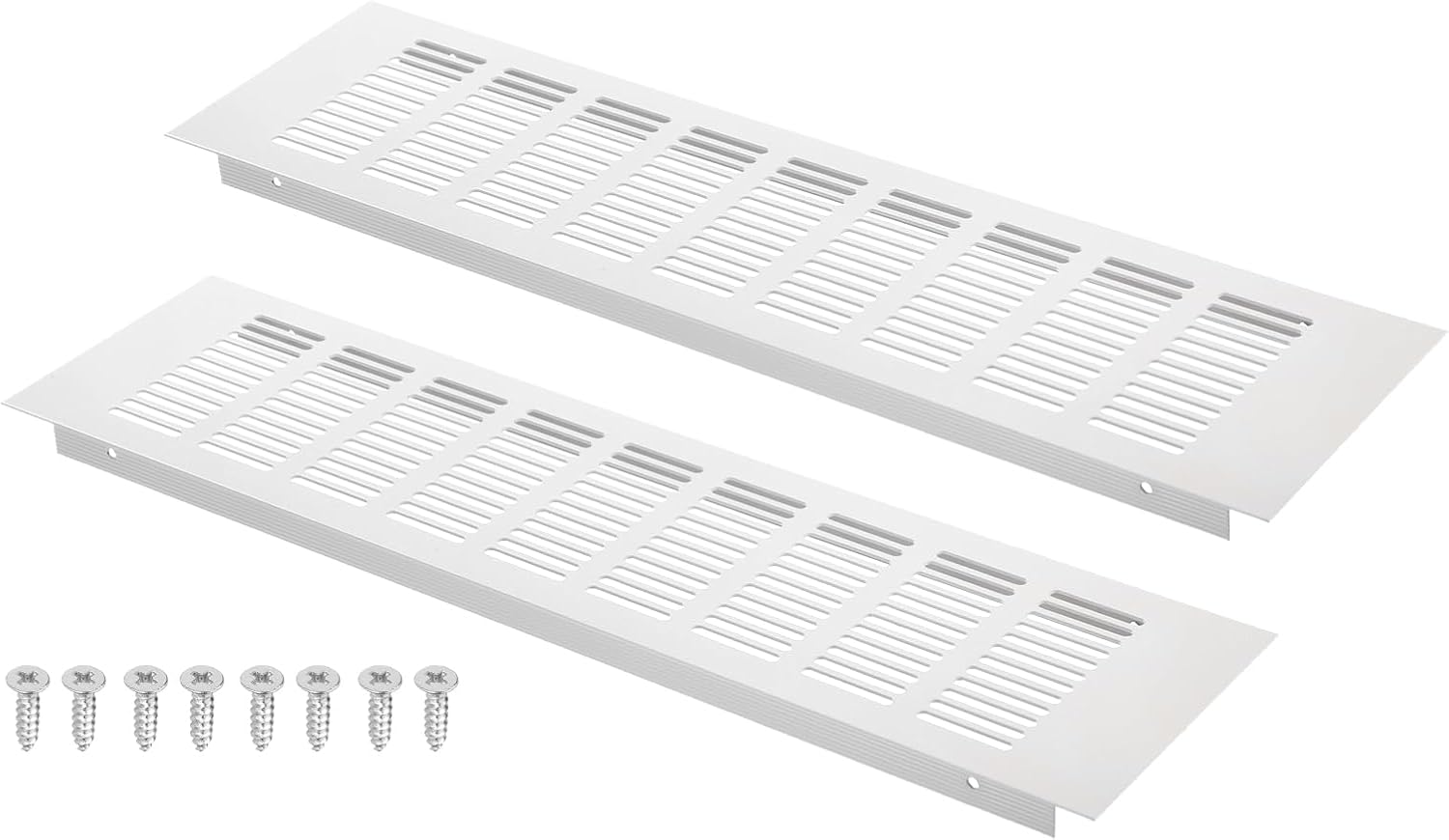 16 x 4 Inch Door Air Vent Cover, 2 Set Heavy Duty Aluminum Grille Ventilation Cover Louvered with 8 Mounting Screws for Cabinet Wardrobe Door, Grey