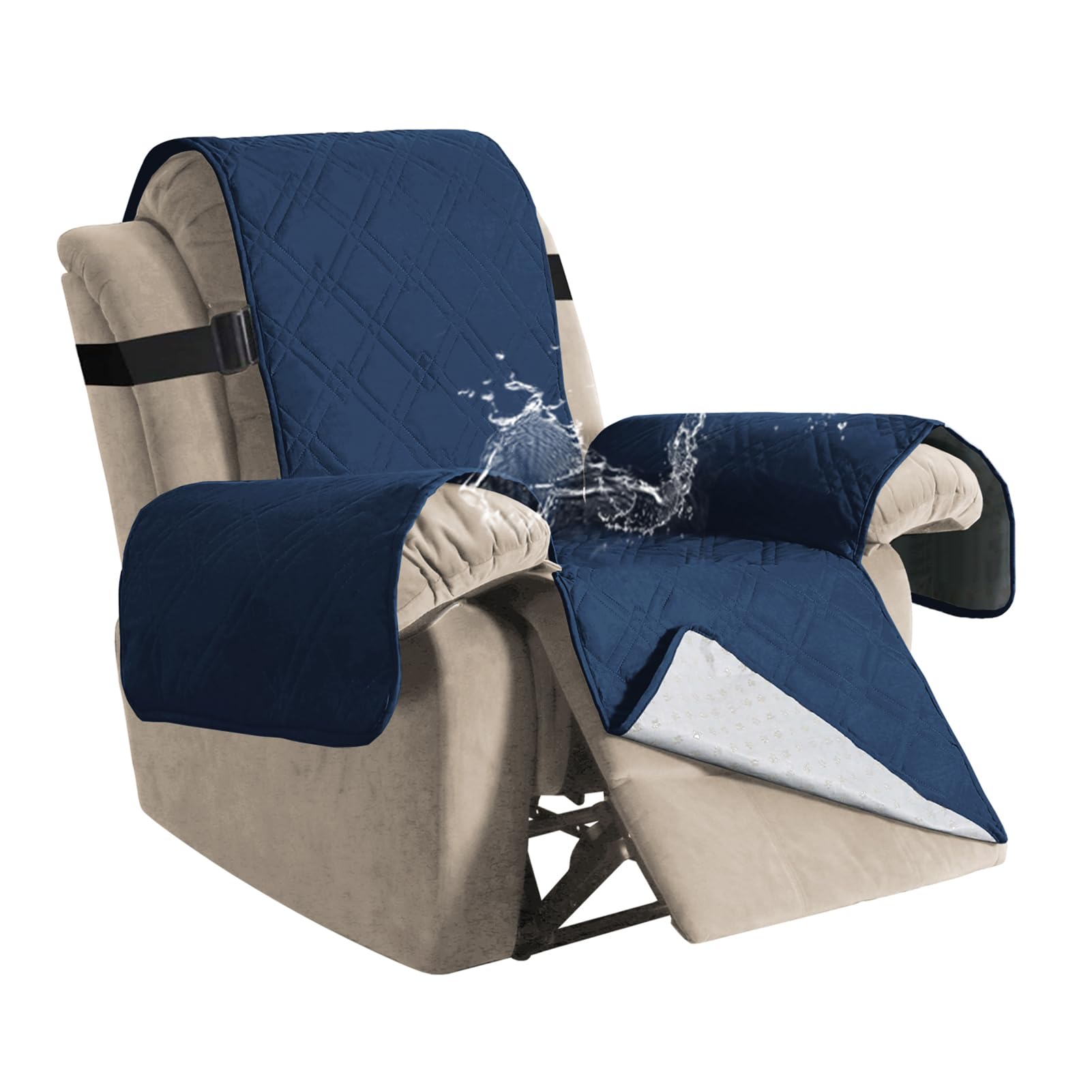 Copripoltrona Relax Reclinabile, Copripoltrona Impermeabile, Copripoltrona Relax Reclinabile, Copripoltrona Relax Reclinabile Salvadivano (Blu Navy,Medio)