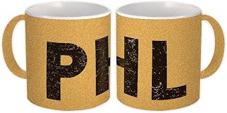 USA Philadelphia Airport Pennsylvania PHL : Gift Mug Airline Travel Pilot - Gold Glitter