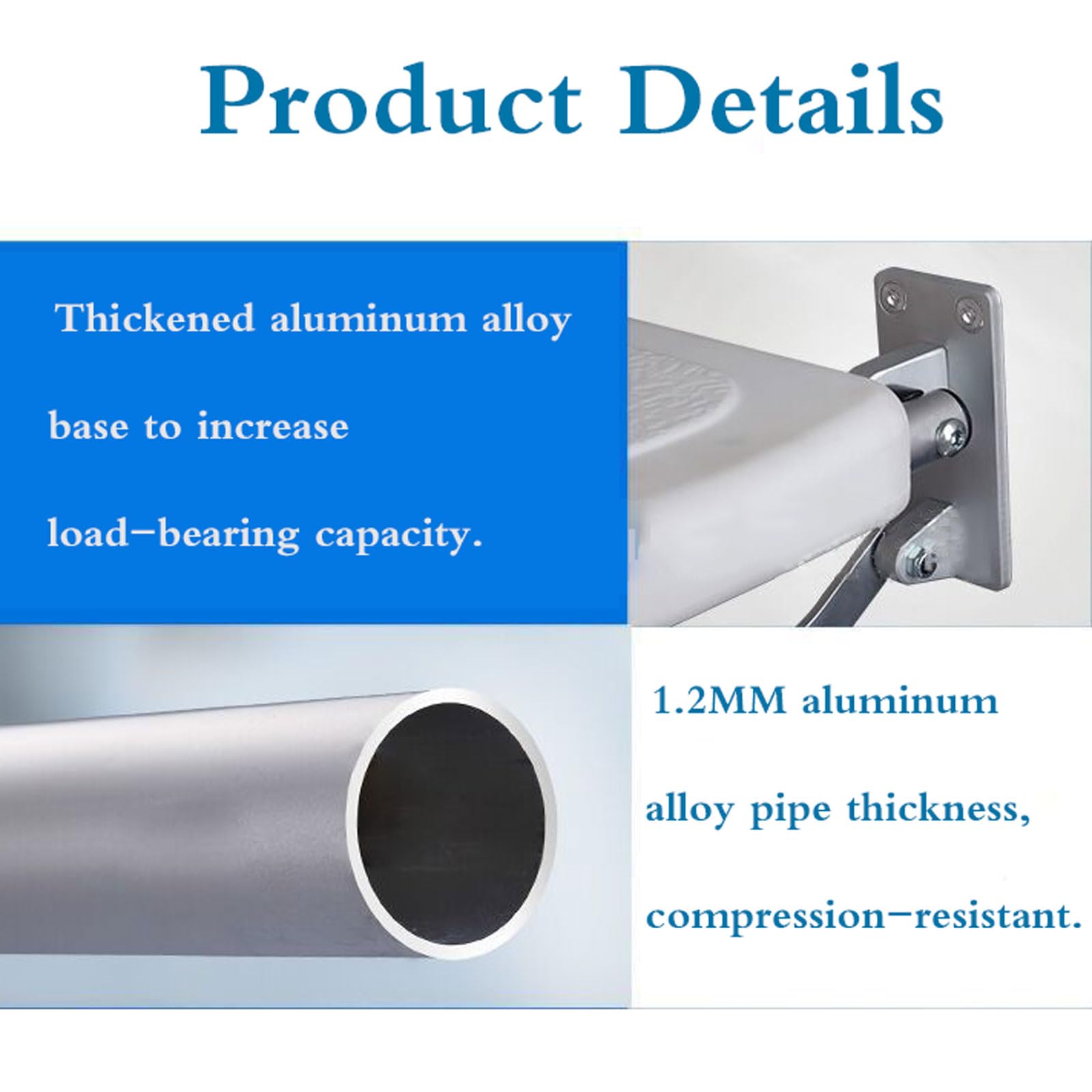 Silla Plegable de Pared,Taburete Plegable de Plástico para Baño,Silla Abatible Ducha Montado en la Pared,Base de Aleación de Aluminio,Antideslizante,Fácil de Instalar,Uso Doméstico