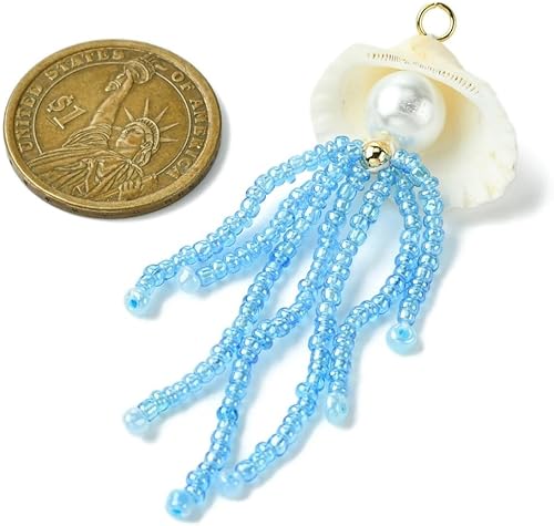Miniatura 2 de 10 piezas de dijes de océano de la serie azul, accesorios hechos a mano con cuentas de animales marinos, pequeños adornos colgantes de medusas para