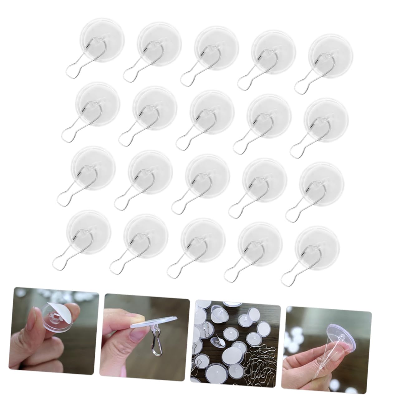 Alipis Ganchos Adhesivos Transparentes 100 Piezas, de Acero Inoxidable y Plástico, sin Taladro, Reutilizables, para Decoraciones de Boda y Navidad