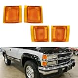 For 1994-1999 Chevrolet C/K 1500 2500 3500 Pickup;94-99 1500 2500 Suburban;1995-1999 Chevrolet Tahoe，94 Chevrolet Full Size Blazer Front Turn Signal Side Marker light housings Amber Lens 4pcs