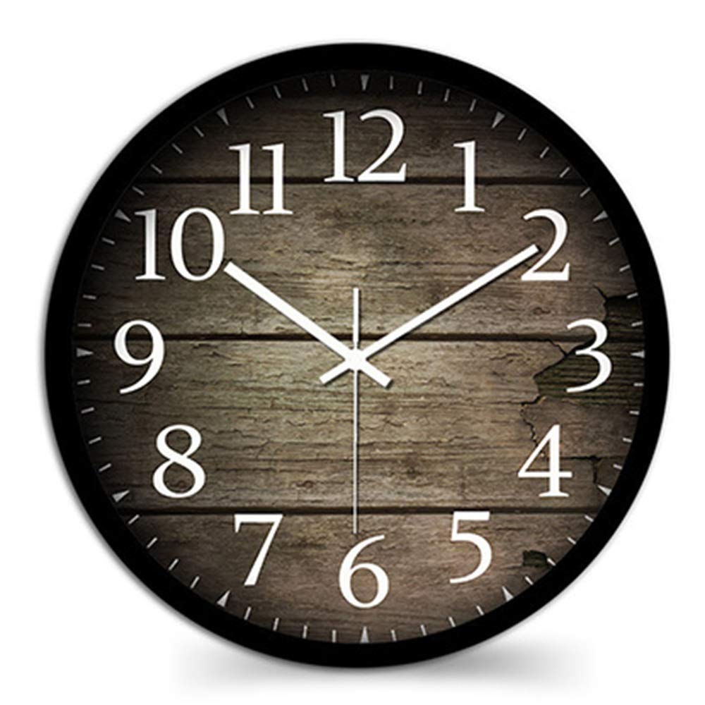 KFDQ Novelty Wall Decoration, Black Metal Mute Wall Clock Home Decoration round Creative Home Retro Quartz Clock 350 * 350 (Mm)